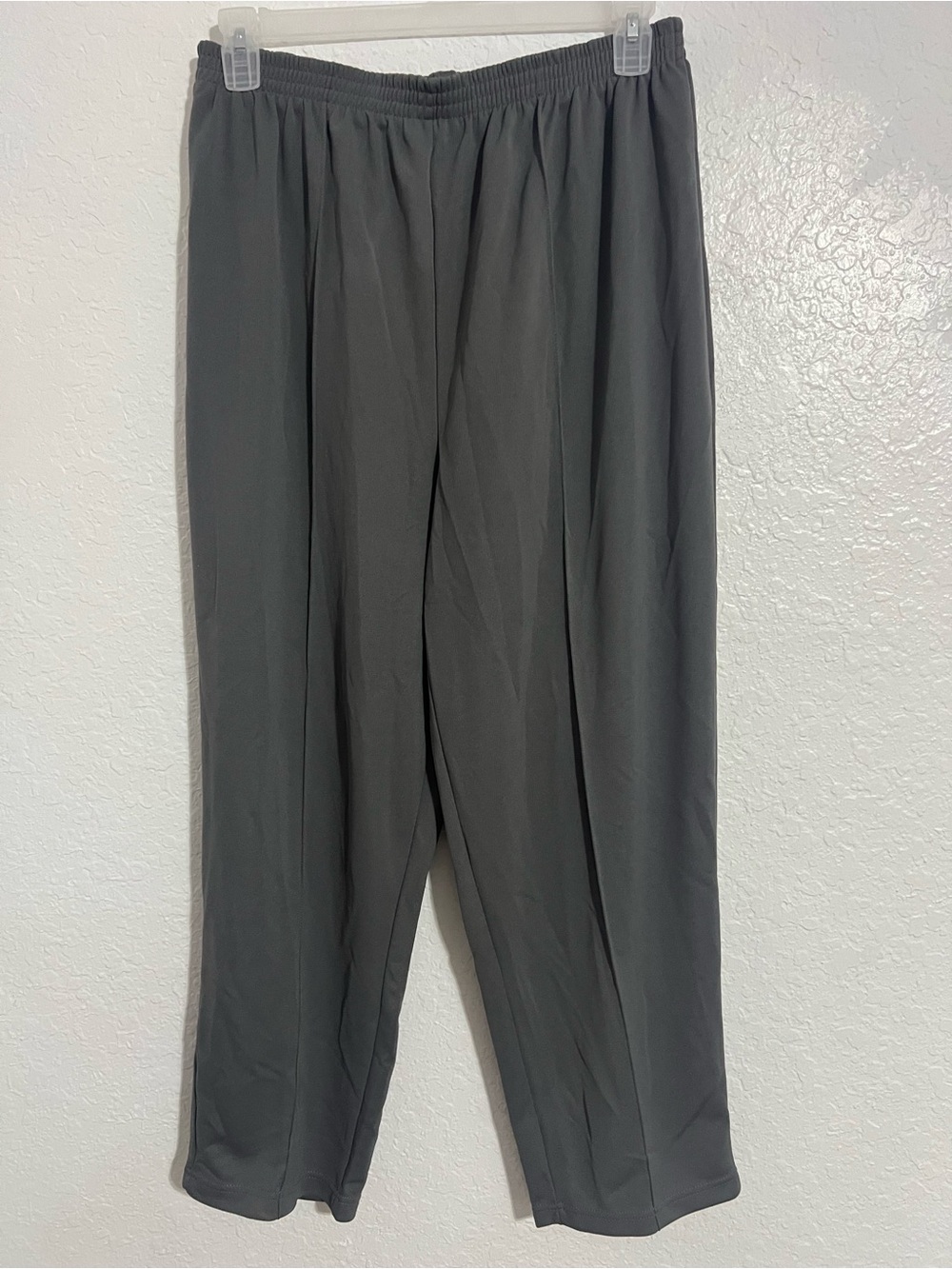 Roaman's Plus Women Pants Size 22WP Gray Wide Leg Elastic Waist Stretch #724